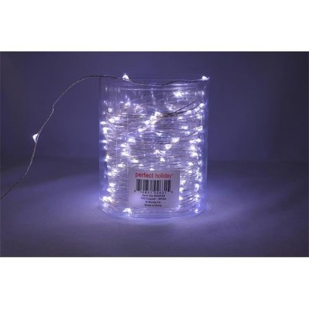 PERFECT HOLIDAY Perfect Holiday 600034 Battery Operated 100 LED Copper String Light - White 600034